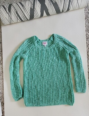 Justice Girls Sweater Chunky Knit Sz 10 Mint Green Shimmer