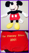 DISNEY Store USA Exclusive 2001 MICKEY MOUSE 9" Bean Bag Plush Toy MWMT