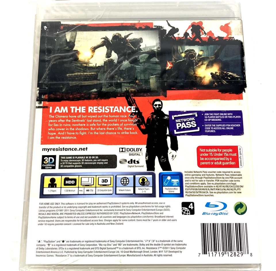 Resistance 3 Sony PlayStation 3 PS3 (2011) PAL Reg 4 Brand New & Factory Sealed - Image 2 of 4