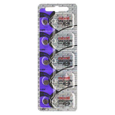 5 x Maxell 377 Watch Batteries, SR626SW Battery | Shipped from Canada