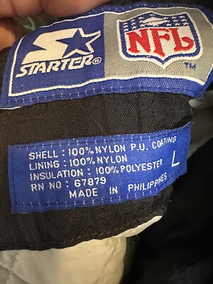 Vintage Raiders Starter Jacket Large Black Pouch Hood Quarter Zip