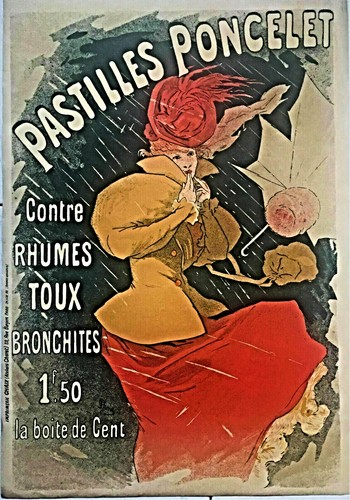 Cheret Jules  "Pastilles Poncelet" Original  Poster 1954 special edition - Afbeelding 1 van 3