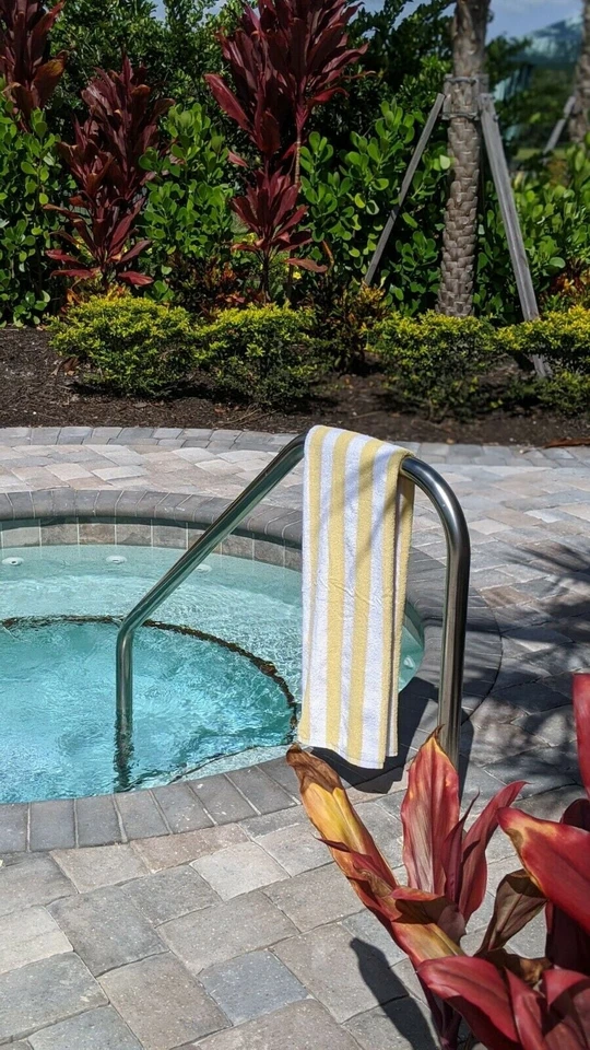 Toallas de playa/piscina Hotel Cabana 30x70 pulgadas, rayas de piña, 100 % algodón, paquete de 3 Foto 4 de 4