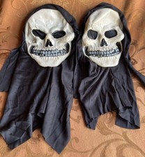 2 Vintage Fun World Easter Unlimited Skull Skeletor Halloween Masks Glows Shroud