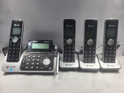AT&T Four Handset Answering System 4 Cordless Phones CL83451 Base Cords Chargers