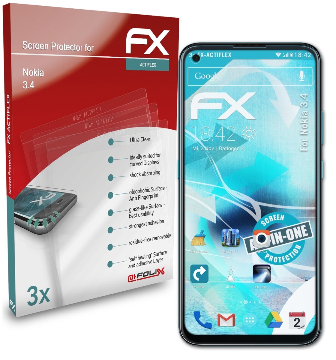 Pack 3 Films Protection écran AtFoliX Pour Nokia XR21 - Mat & Antichoc - Made In Germany