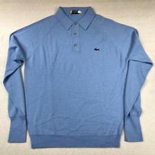 Vintage Izod Lacoste Light Blue Orlon Acrylic Collared Sweater Size L
