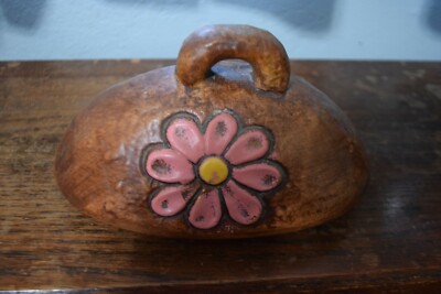 LID ONLY Vintage Brown Cat w Daisy Flowers Cookie Jar 844 USA Daisies Decor