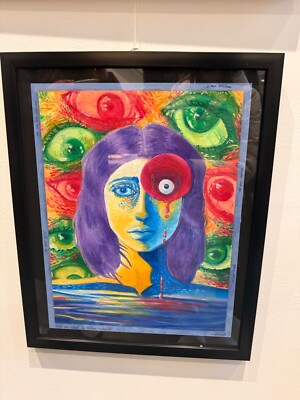 art work original framed large oil pastel 