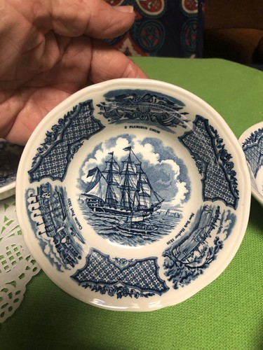 Alfred Meakin Fair Winds Dessert Bowls Set of 6 Blue Transferware 5.25" Nautical - Picture 5 of 13