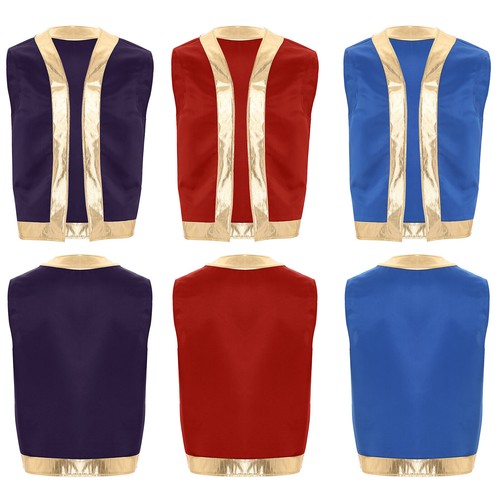 Mens Arabian Prince Vest Open Front Shiny Waistcoat Halloween Cosplay AU - Picture 5 of 47