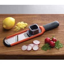Joseph Joseph Handi-Grate 2-in-1 Grater & Slicer Zester W/ Finger Protect Orange
