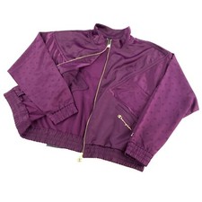 NWOT Champion Full Zip Windbreaker Jacket Purple Gold Script Women  s Size Large
