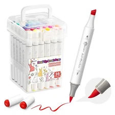 36 Colors Alcohol Markers Brush and Chisel Dual Tip Coloring Alcohol Markers ...