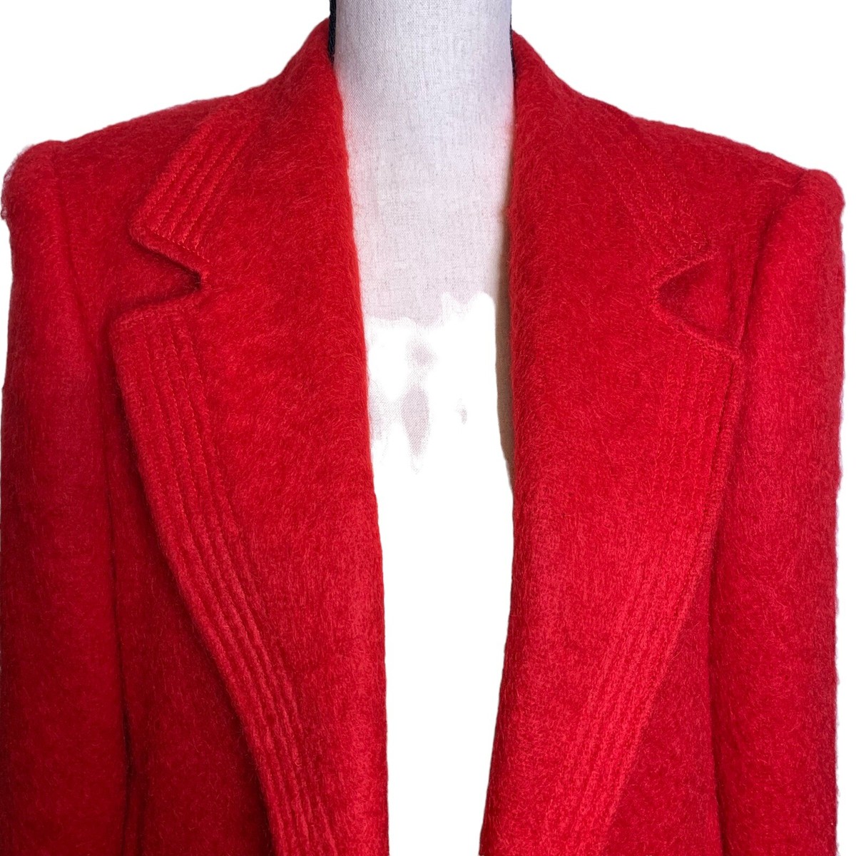 George David Fashions Coat Womens 12 Mohair Red Fully Lined Open