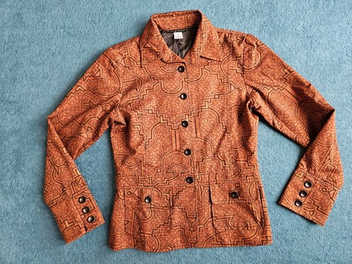 PERUVIAN CONNECTION Brown AZTEC Jacket M UK 12 Pima Cotton Blazer Coat POCKETS - Picture 12 of 24