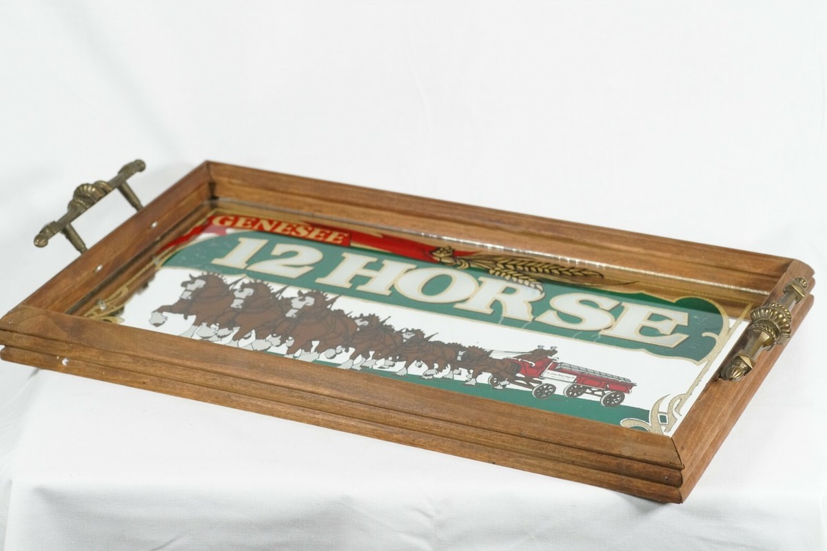 Vintage Genesee 12 Horse Ale Mirror Beer Tray, Genesee