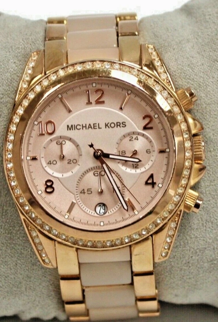 MICHAEL KORS LADIES CHRONOGRAPH WATCH MK5943 ROSE BLAIR Small Pre loved w Box