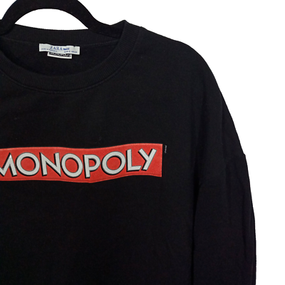 Zara Womens Monopoly Sweatshirt Size S Black Long Sleeve Top New York Ave |  eBay