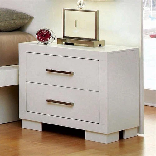 Bowery Hill 2 Drawer Contemporary Wood Nightstand in White