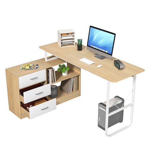 L Shaped Computer Desk L Shaped Corner Computer Desk Laptop Study Writing Table - Picture 5 of 13