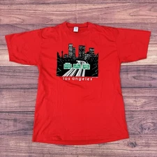 Vintage Jerzees Los Angeles California Hollywood Tourism Skyline 80s Shirt XL
