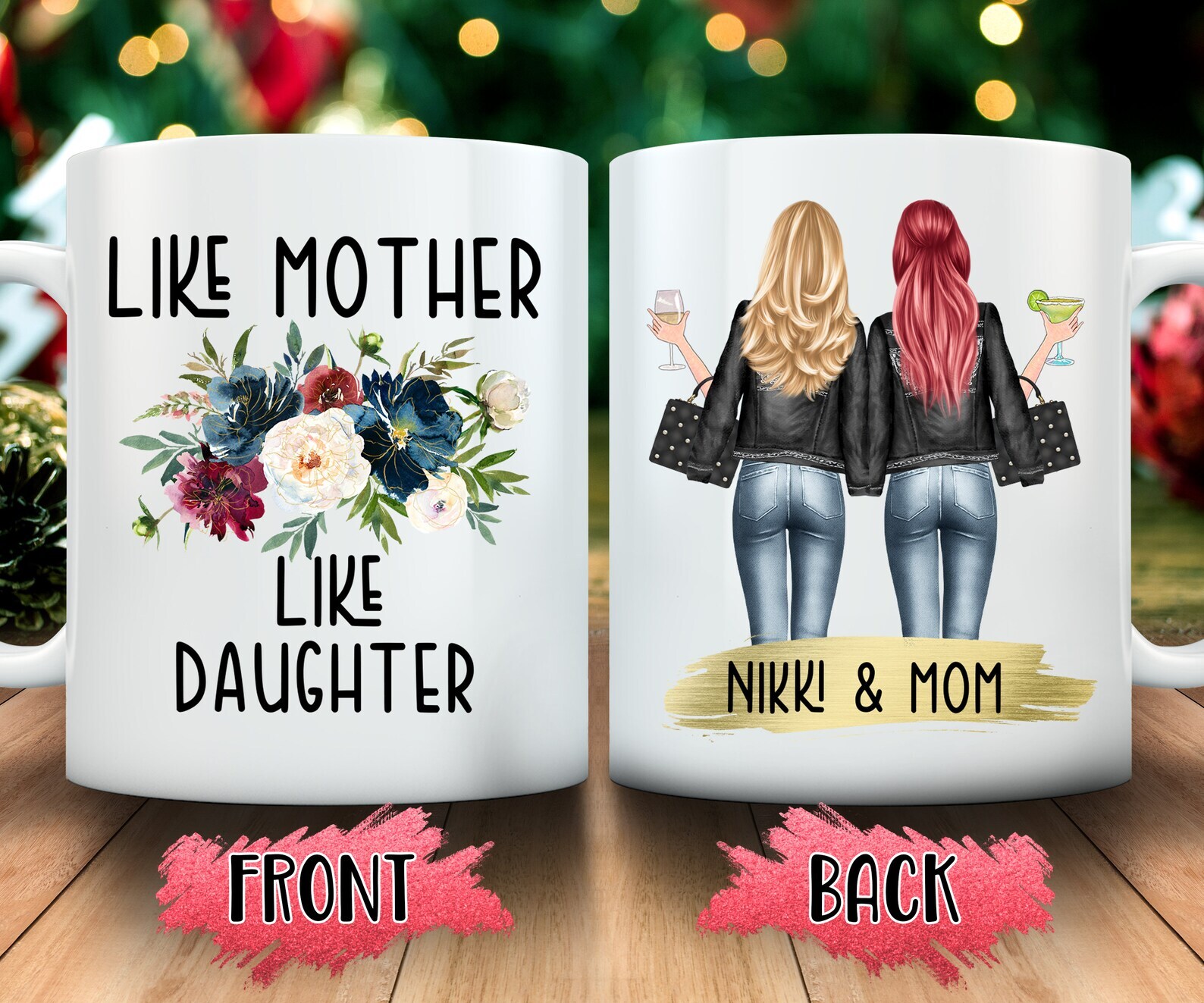 Gift From Daughter World's Best Mom Personalized Coffee Mug Like Mother Like
