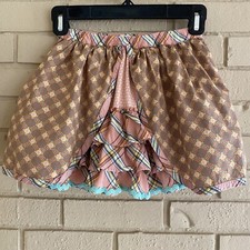 Matilda Jane Twirl Ruffle Skirt Size 6 Plaid Polka Dot Ric Rac Hem Layered