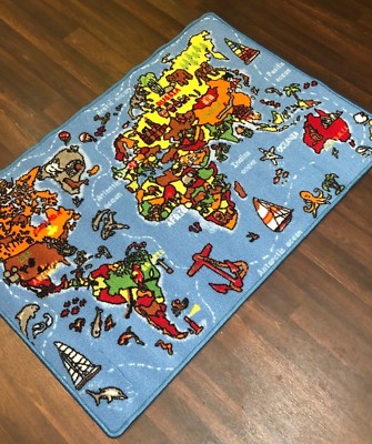 NEU WELTKARTE LERNEN SCHULE ZUHAUSE MATTE TEPPICH 80X120CM MEHRFARBIG RUTSCHFEST