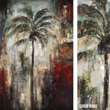 24W"x36H" COOL TROPICS by CHRISTINE STEWART - DEEP PALM TREES CHOICES of CANVAS