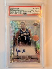 2021-22 Prizm - Flashback Signatures Zion Williamson #FS-9 Mojo 12/25 PSA 10/10