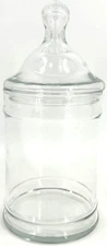 Vintage Mid Century Crystal Glass Cylinder Jar For Candy, etc. 3.75"x 3.75"x 8"
