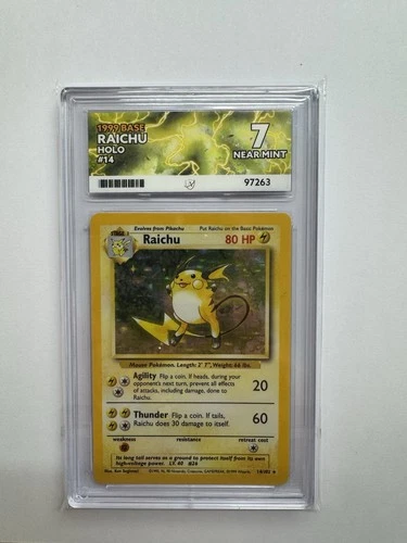 Pokemon Base Set 1999 Holo Raichu 14/102 Ace Grading 7
