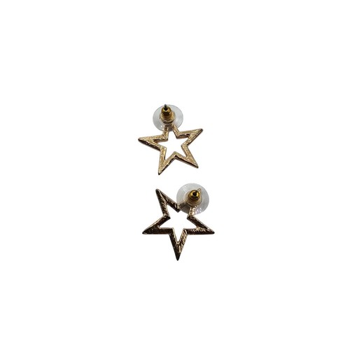Vintage Y2K Star Shaped Stud Earrings Silver Tone w/ Rhinestones - Picture 2 of 3
