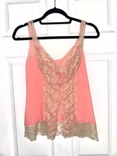 Vintage Peach Lingerie With Ivory Lace Trim - Small