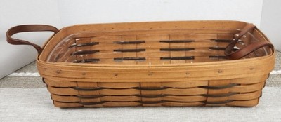 Vintage Longaberger Rectangular Bread Cracker Basket w/ Plastic Protector 1994
