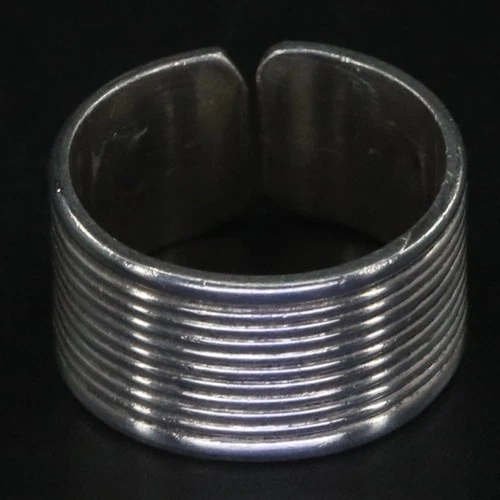 VTG Sterling Silver - 11mm Wide Ribbed Cuff Ring Size 7.5 - 6.5g