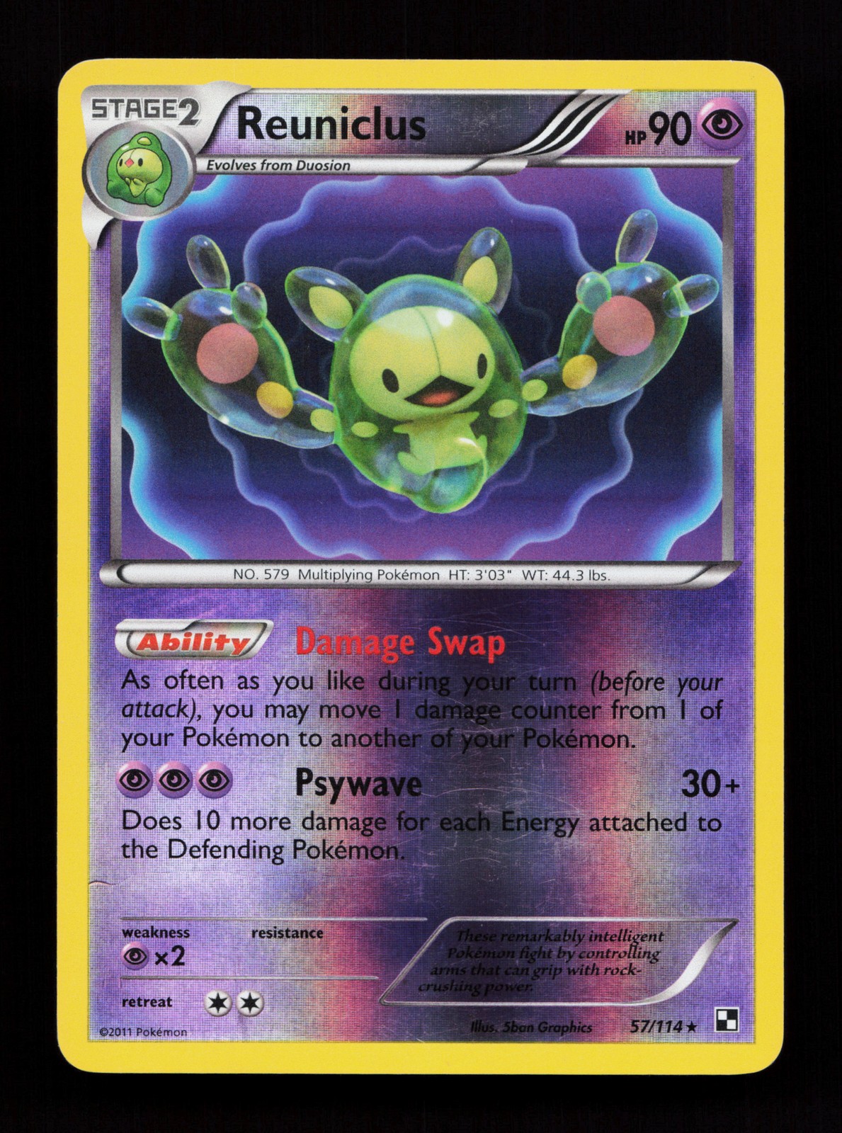 Reuniclus 57/114 Reverse Holo Rare Black and White Pokémon Card