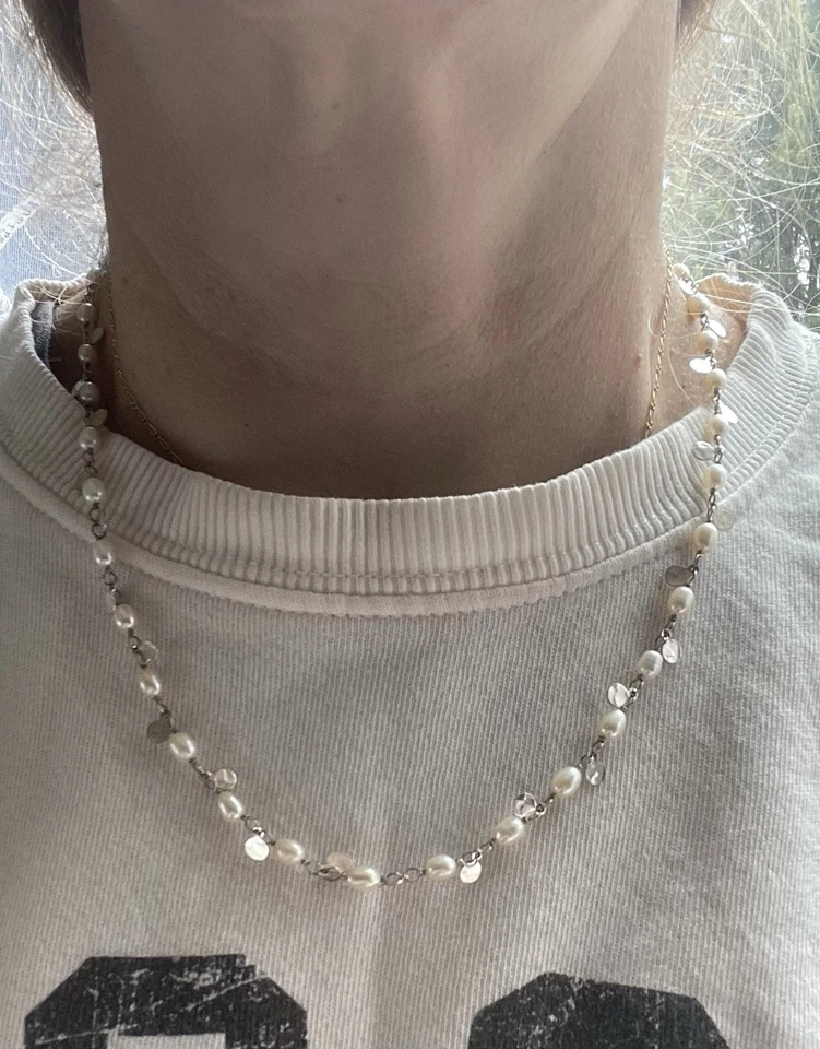 SILPADA 签名 已停产 纯银 925 白色珍珠小饰品 串珠项链 — 第 4/4 张图片