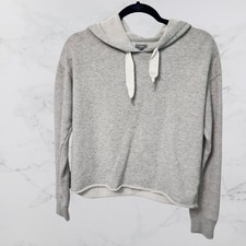Aerie Gray Cropped Hoodie XS Raw Hem
