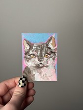 Quadro ACEO originale gatto Tabby arte di Lizz