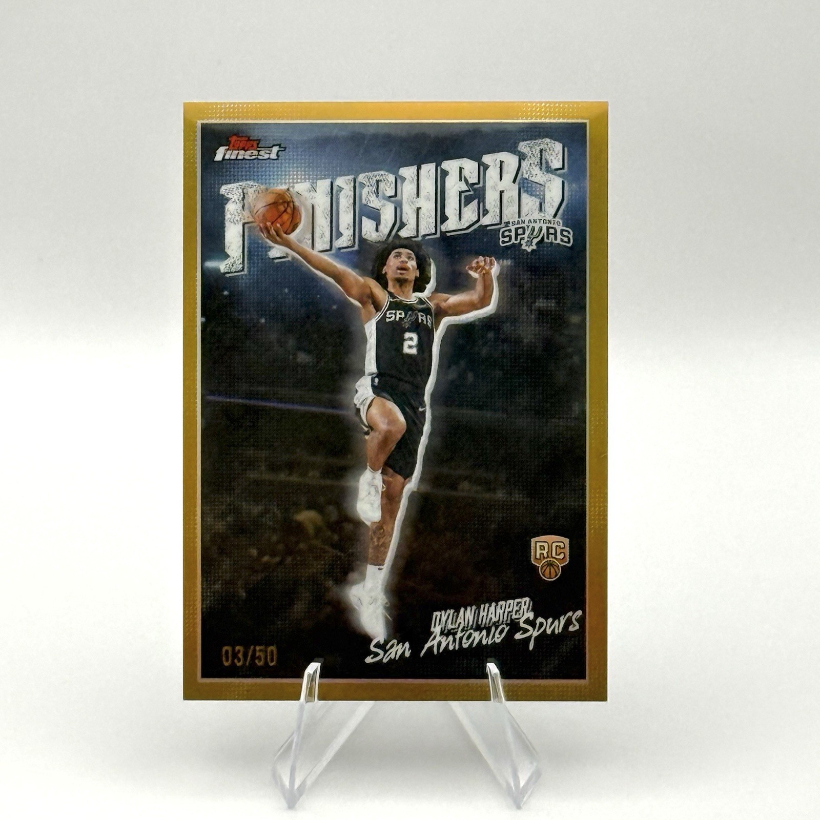 2025-26 Topps Finest Finishers Gold Rookie Refractor Dylan Harper 03/50 Spurs
