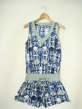 Jumpsuit Emilio Pucci Italy Blue Black Print Romper Rayon Blend Size 40 M