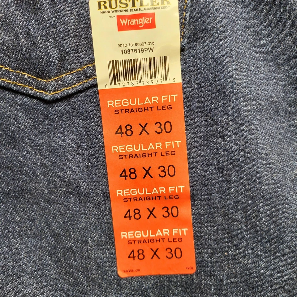 Rustler by Wrangler Jeans Mens 48x30 Regular Fit Straight Leg Heavyweight Denim - Image 3 of 4