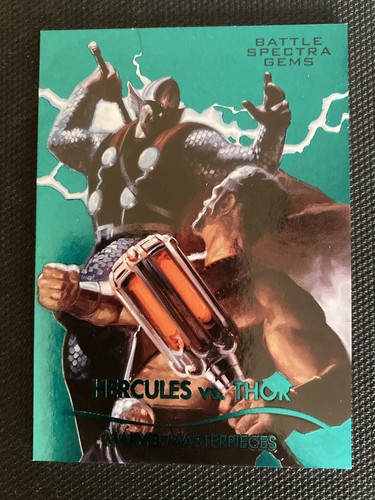 2020 Marvel Masterpieces Battle Spectra Gems Hercules vs Thor Teal PMG Card #/99