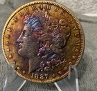 1887 S MORGAN SILVER DOLLAR GEM BU PROOF LIKE  RAINBOW TONED — photo 9