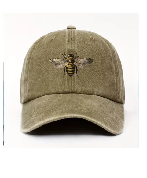 Bee print Logo Cotton Baseball Cap fashionable Adjustable Sun Protection Free PP