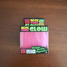 PINK Schylling NeeDoh Nice Cube Glow in Dark Solid Squish Cube AUTHENTIC