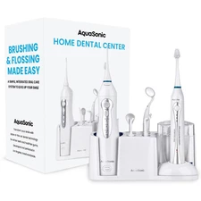 AquaSonic Home Dental Center Rechargeable Power Toothbrush & Smart White
