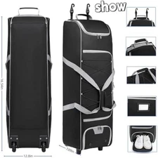 Large Catcher Gear Bag with Wheels - Rolling Baseball Tactical Style for 4 Bats,